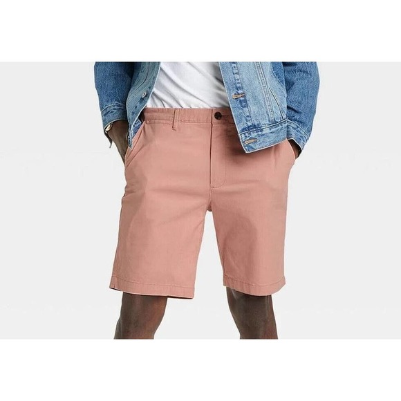 Goodfellow & Co Flat Front Chino Shorts, 7" Inseam, Coral - Size 32 - Picture 2 of 3